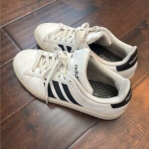 Adidas Classic White and Black Sneakers, 7.5